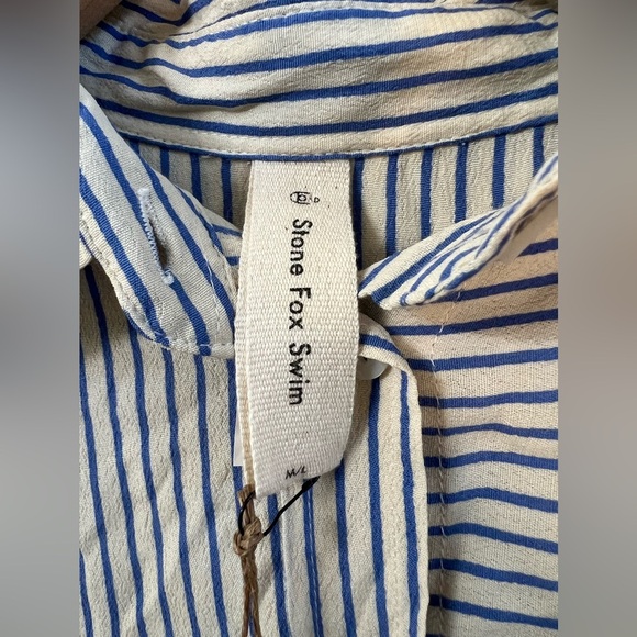 Stone Fox Swim Layla Shirt - Creme/Periwinkle Stripe M/L NEW - Picture 5 of 10